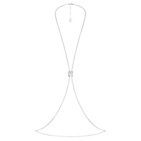 Swarovski x SKIMS body chain Octagon cut, Box chain, X-shape, White, Stainless Steel -5678065