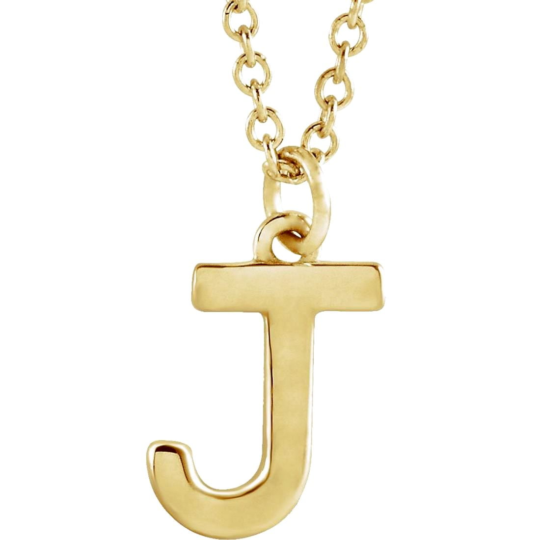 14k Yellow Gold Letter Name Personalized Monogram Initial J 9.5x6.9mm 18 Inch Polished Initial Dangle Necklace Pendant N