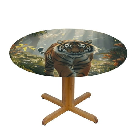 

Animal art Round Tablecloth Fitted Tablecloth with Elastic Round Outdoor Table Fitted Tablecloths for Round Tables Waterproof Reusable Table Cloth