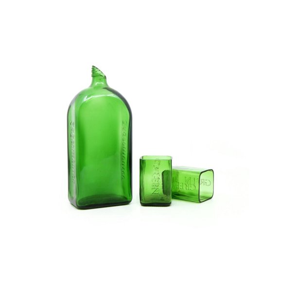 WASABOTTLE GREEN JÄGERMEISTER Water Jug Set | Everyday Drinking Set with Matching Glassware For Drinking ,Glasses Set for Cocktails, Juice & Wine (CARAFE + 2 TUMBLERS)