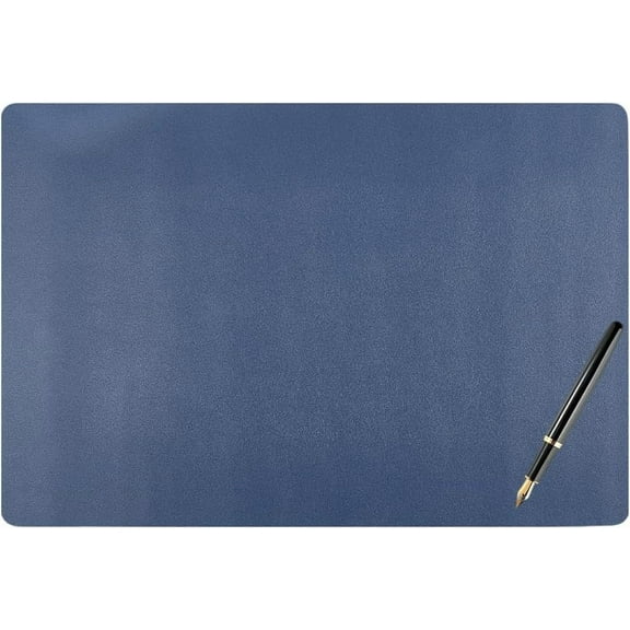 Leather Desk Pad Protector Non-Slip Mouse Pad Large Laptop Desk Blotter Waterproof Writing Mat PU Leather Rectangle Table Top Cover Easy Clean for Office Home Marine Blue 23.6x15.7 Inch