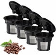 thumbnail image 1 of Jinsinto Reusable K Cups, 4 Pack Universal Fit Reusable Coffee Filters with Food Grade Stainless Steel Mesh Eco-Friendly Coffee Reusable Pods for Keurig 1.0 and 2.0 Brewers (Black), 1 of 5