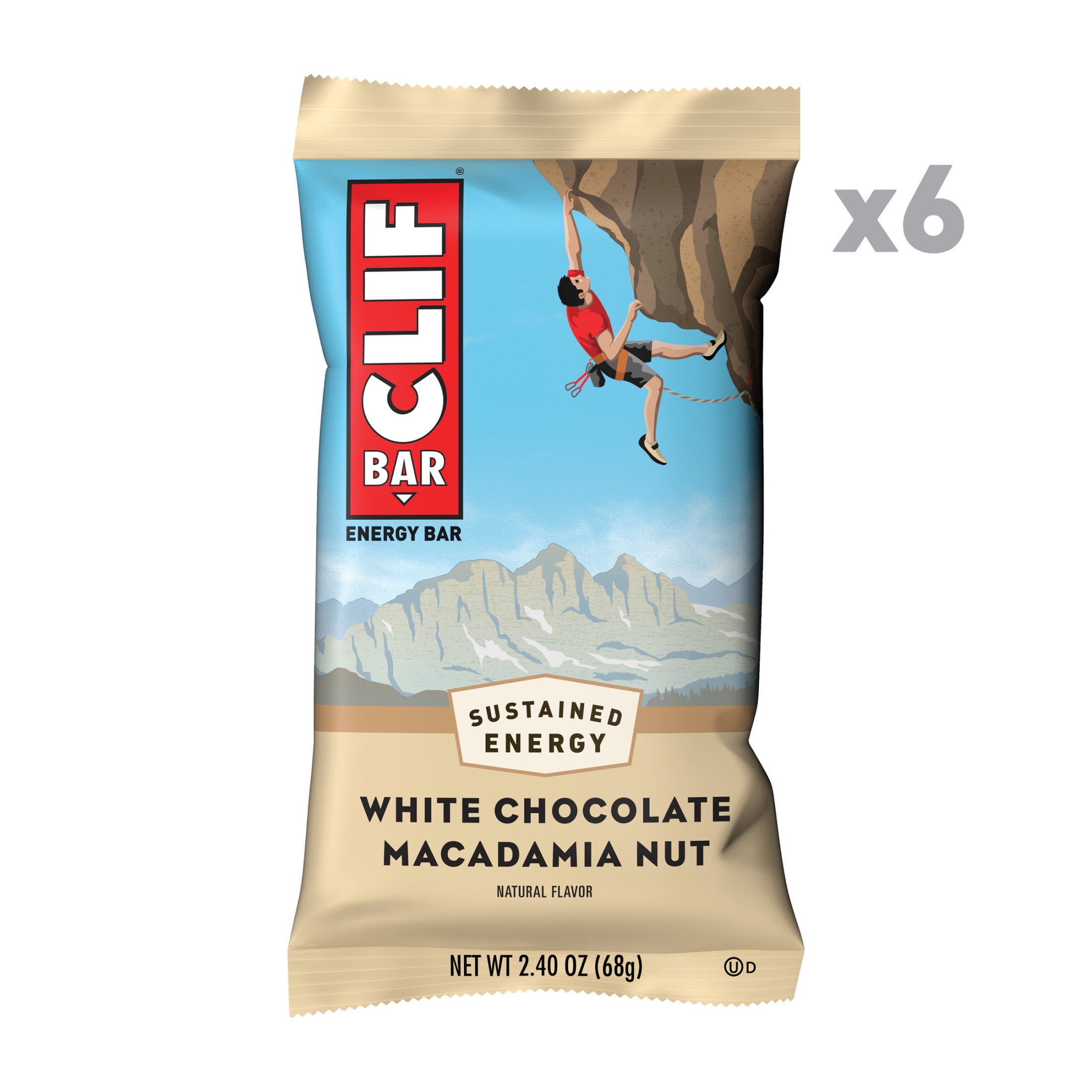 CLIF BAR White Chocolate Macadamia Nut Flavor Energy Bars, Plant Based Protein Bars, 6ct