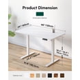 thumbnail image 2 of 48 x 24 Inch Large One-Piece Electric Standing Desk with 4 Memory Presets, Height Adjustable Home Office Workstation, White, 2 of 6
