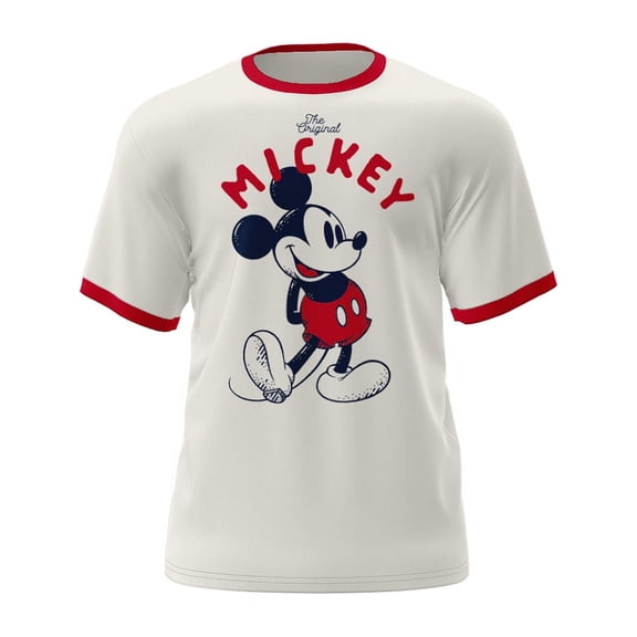 Disney Mickey Mouse Adult Ringer Tee Shirt, XS - XL (Unisex)