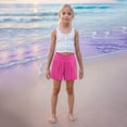 thumbnail image 6 of Fesfesfes Linen Blend High Waist Shorts for Kids Girls 4-14 Years Smocked Casual Summer Shorts Loose Wide Leg Comfortable Playwear(Hot Pink,12 Years), 6 of 6