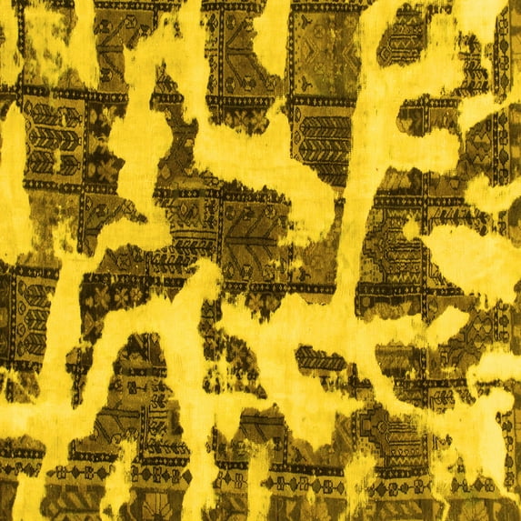 Ahgly Company Indoor Square Abstract Yellow Modern Area Rugs, 6' Square