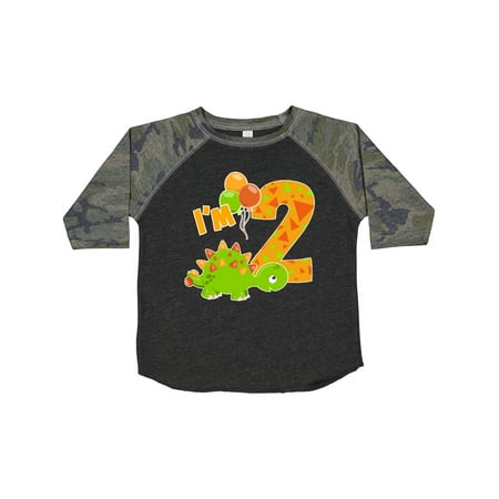 

Inktastic Happy Dinosaur Second Birthday-green Gift Toddler Boy or Toddler Girl T-Shirt