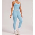 thumbnail image 2 of PISONIC Women Two Pieces Workout Set Tank Top Color Block High Waist Leggings Gym Work Outfits with Pockets, 2 of 7