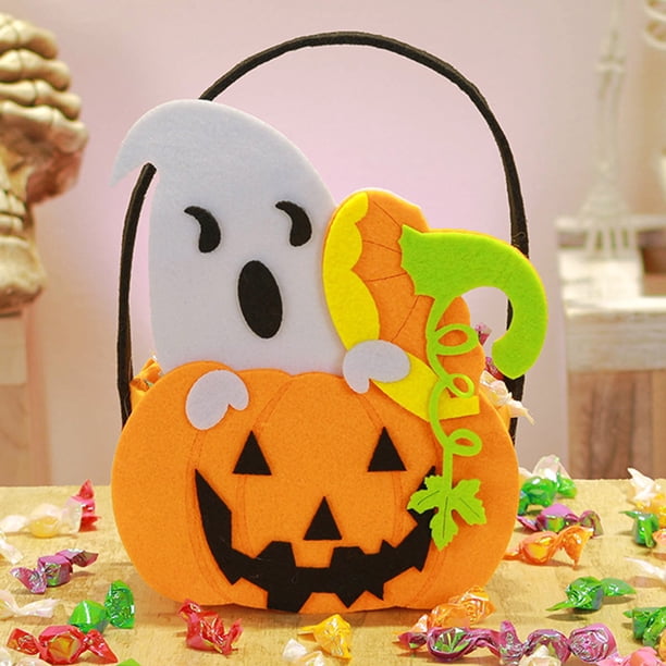 Uuiauoio Reusable Halloween Candy Bag Non-Woven Pumpkin Shape Tote Durable Party Favor with Handle for Kids,Halloween Props Asking Sugars Bag Party Supplies
