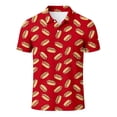 thumbnail image 2 of Mens Polo Shirts Short Sleeve Hot Dog Print Button Down Collared Top Summer Outings Golf Shirts for Men Red S, 2 of 4