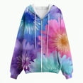 thumbnail image 4 of Towmus Women's Tie-Dye Print Zip Up Hoodies Gradient Long Sleeve Hooded Sweatshirt Jacket Oversized Outerwear with Pocket, Purple, L, 4 of 5