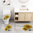 thumbnail image 4 of FMSHPON Floral 4 Piece Bathroom Set Shower Curtain Bath Rug Contour Mat and Toilet Lid Cover, 4 of 8
