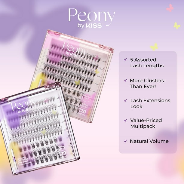 Kiss Peony False Eyelashes, Lash Extension Kit, 9mm-16mm, 120 Lash