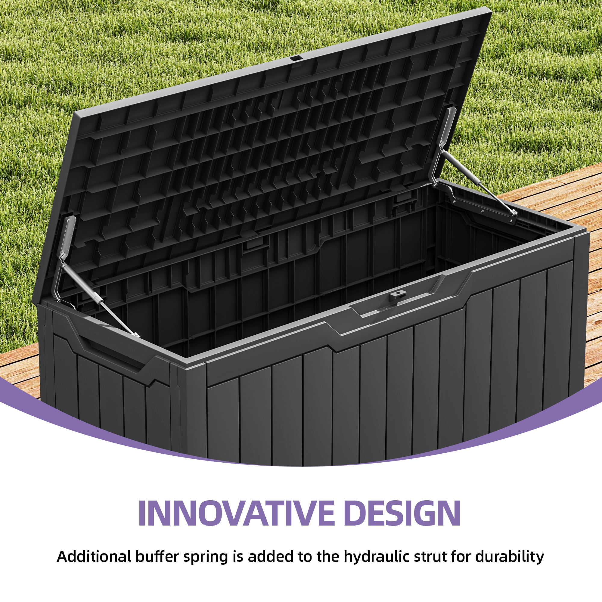 Uforic 80 Gallon Outdoor Resin Deck Box, Weather Resistant & Lockable Storage Container for Indoor Outdoor Patio, Garden, and Home Essentials,Dark Gray
