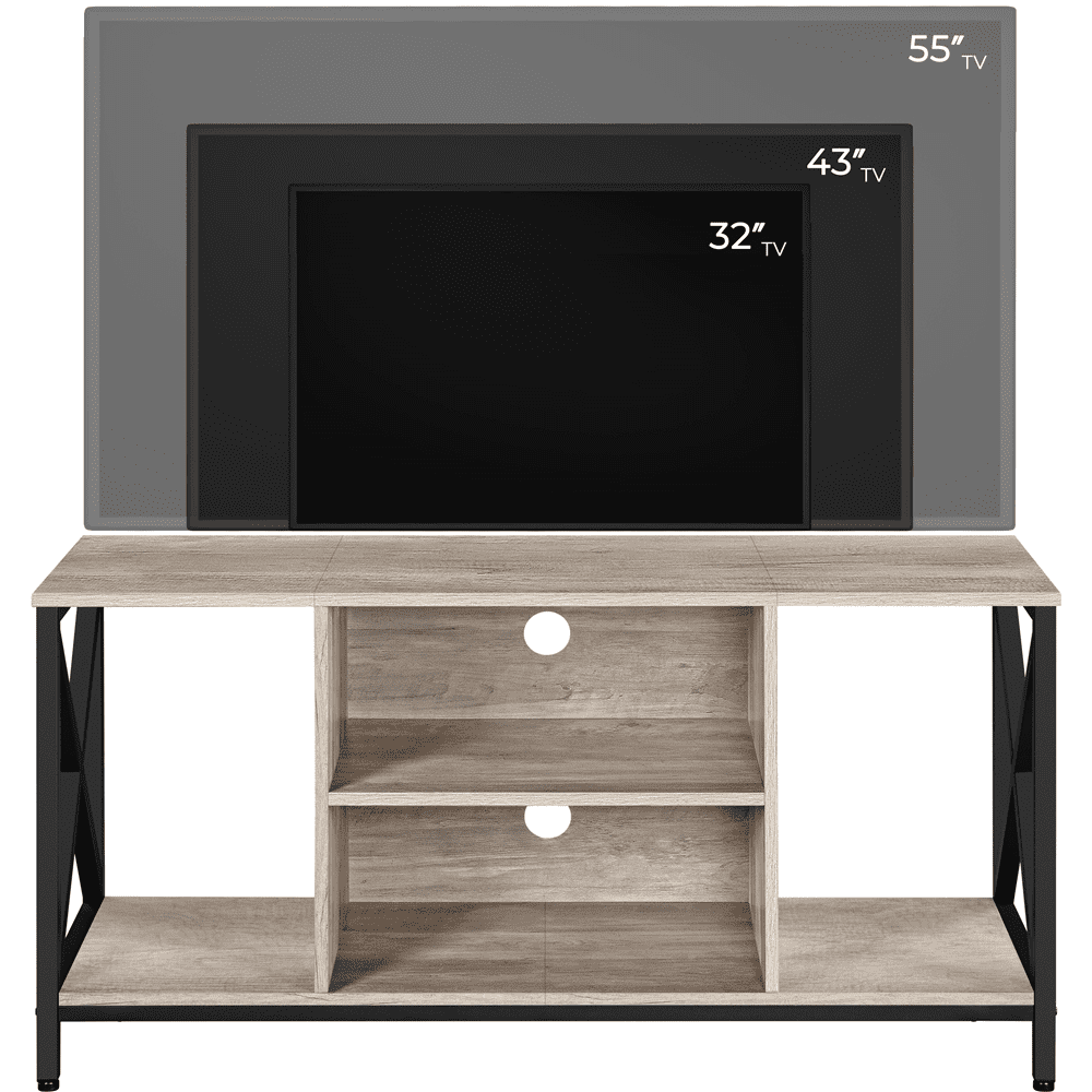 Alden Design 47inch Industrial Wooden TV Stand with Storage for Living Room, Gray