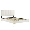 thumbnail image 5 of Platform Bed Frame, Tufted, Rivet Nailhead, White, Velvet, Mid Century Bedroom, Modern Contemporary Boutique HB35548, 5 of 8