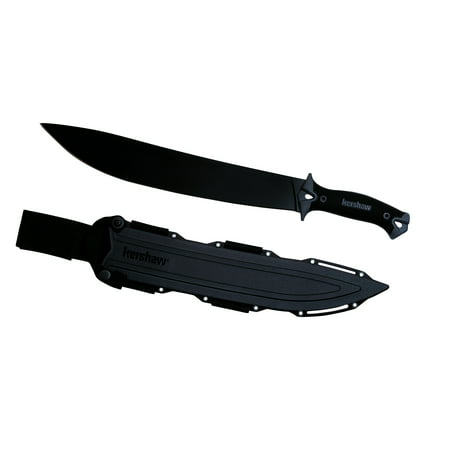 Kershaw Camp 14 (1076); Hard Use Full Tang Machete; 14” High-Performance 65Mn Carbon Tool Steel; Basic Black Powdercoat Finish; Easy Grip Rubber Overmold Handle; Included Molded Sheath; 1 LB. 14