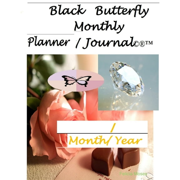 Black Butterfly Monthly Planner Journal, (Paperback)