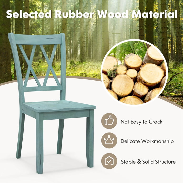 Costway Modern Comfortable Set of 2 Wood Dining Chair, Cross Back