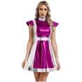thumbnail image 1 of iiniim Tenues Alien pour Femmes Robe Mini Évasée Brillante Festival Musical Fête d'Halloween Rose Vif S, 1 of 5