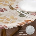 thumbnail image 4 of Orange Green Yellow Botanical Table Cloth, Round Fitted Tablecloths with Elastic Edge, Fall Maple Leaf Rustic Wipeable Waterproof Table Cover for Kitchen Wedding 45-54 Inches, 4 of 4