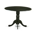 thumbnail image 5 of DLEN5-BLK-20 5Pc Round 42" Kitchen Table With Two 9-Inch Drop Leaves And Four Parson Chair With Black Leg And Linen Fabric Dark Gotham Grey, 5 of 9