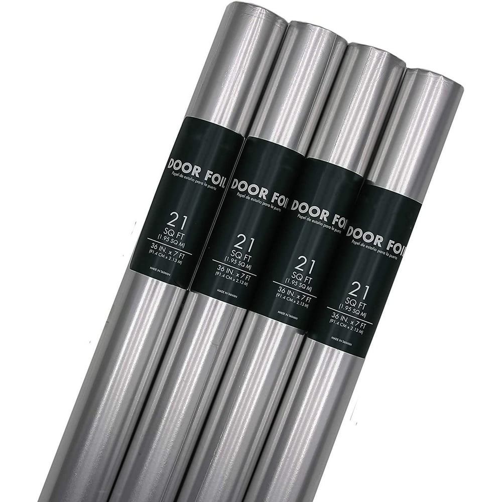Bundle of 4 Rolls of Silver Christmas Holiday Foil Door Wrap Wrapping