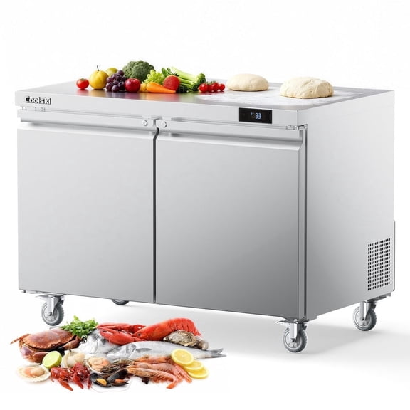Coolski 48 in. Commercial Undercounter Refrigerator Sandwich & Salad Prep Table, 13.4 cu. ft. Stainless Steel Food Prep Station