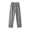thumbnail image 3 of VBVC Women's Elastic Waist Linen Blend Pants , Cropped Palazzo Pants For Women , Ladies' Lightweight Summer Culottes with Pockets,Gray,S-2XL, 3 of 7