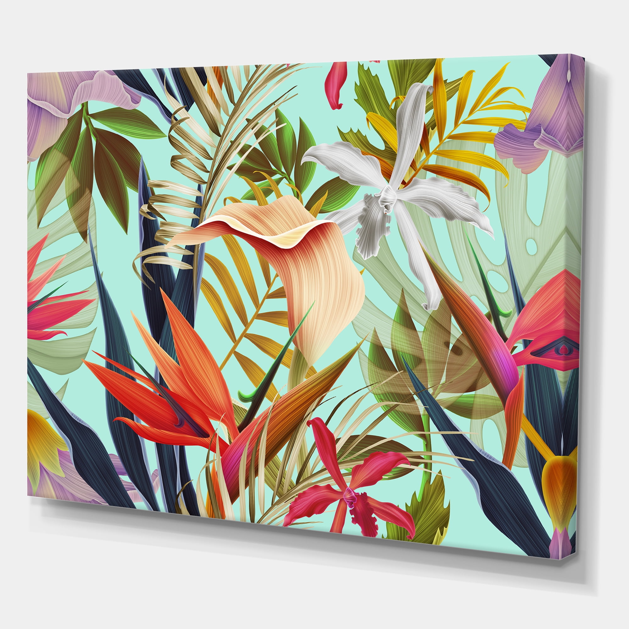 Designart Tropical Flowers II 8x12 Orange Floral Canvas Wall Art