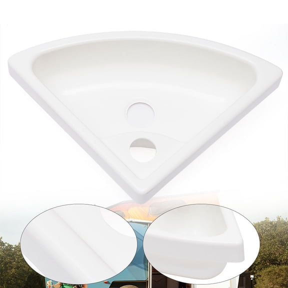 RV Caravan White Triangular Sink Basin Bathroom ABS Corner Sink Wall Mounted 11.02*11.02*7.08inch for Small Homes, Home Renovation, Temporary Sites