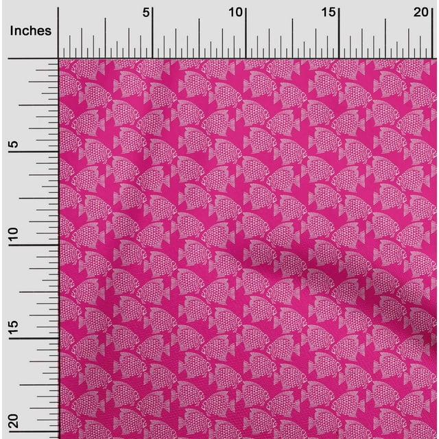 oneOone Polyester Lycra Fabric Fish Block Decor Fabric Printed BTY 56 Inch Wide