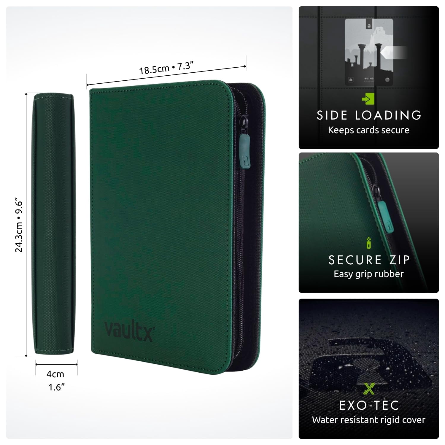 green card binder Dragon Shield - Codex Zipster - Regular Exquisite Design Trading Card Binder with 9-Pocket