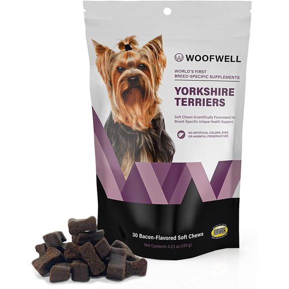 WoofWell Yorkshire Terrier Health Support Supplement, Bacon-Flavored Soft Chews, 30 ct.