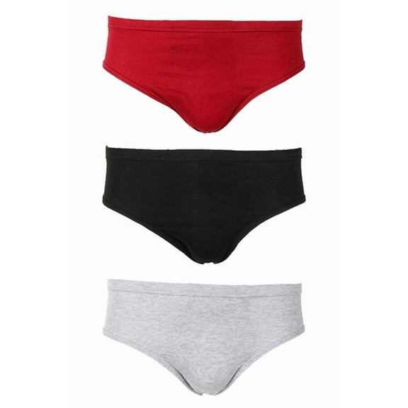 Knocker Men's 3 Pack Cotton Solid Bikini Briefs Red Black Grey S