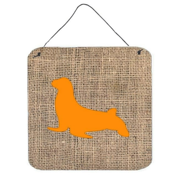 Seal Burlap And Orange Aluminium Metal Wall Or Door Hanging Prints - 6 x 6 In.