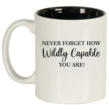 

Wildly Capable Inspirational Motivational Self Care Love Gift Ceramic Coffee Mug Tea Cup Gift for Her Him Friend Coworker Wife Husband (11oz White)