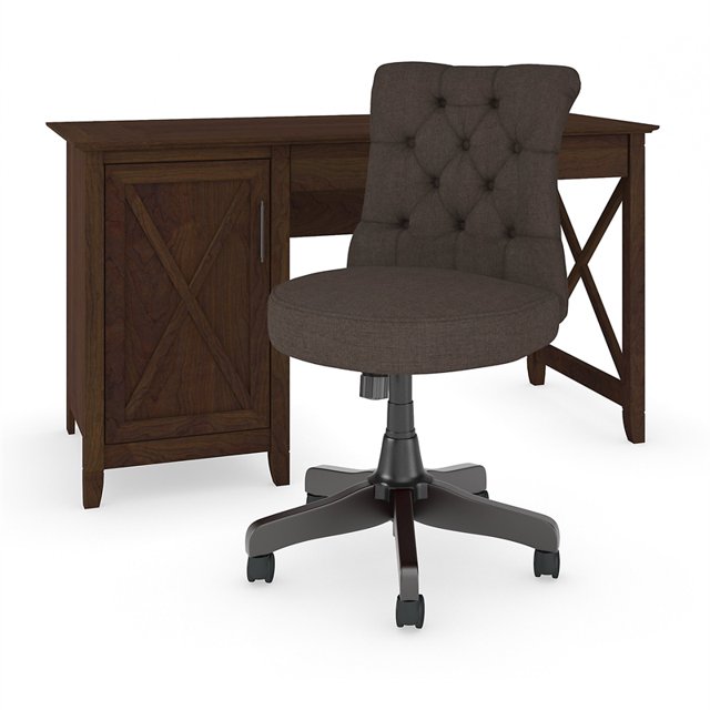 Key West 54W Computer Desk and Chair Set in Bing Cherry - Engineered Wood