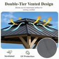 thumbnail image 5 of Homall 12x16 FT Wood Gazebo China Fir Permanent Pavilion with Galvanized Steel Hardtop Double Roof for Patio Garden Backyard, 5 of 7