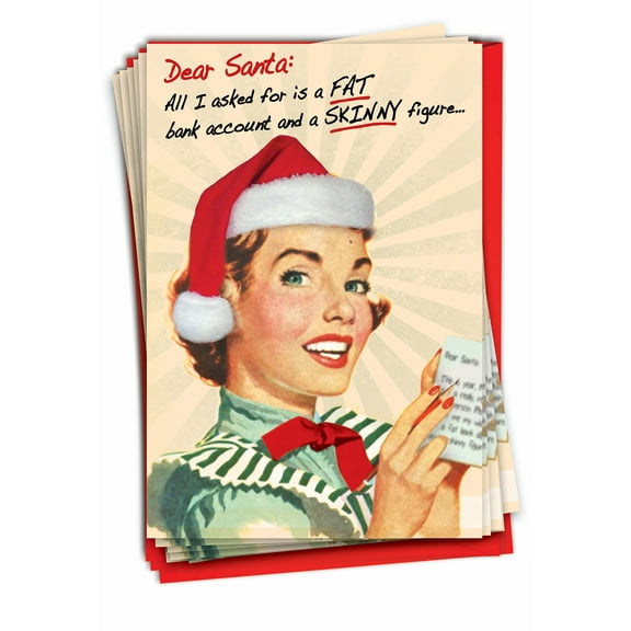 12 Funny Merry Christmas Cards Pack (1 Design, 12 Cards) - Fat Account