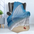 thumbnail image 4 of Starfish Soft Flannel Fleece Throw Blanket, Rainbow over the Sea Clouds and Clear Sky Foamy Ocean Waves on the Sandy Beach, Cozy Plush for Indoor and Outdoor Use, 50" x 60", Multicolor, by Ambesonne, 4 of 5