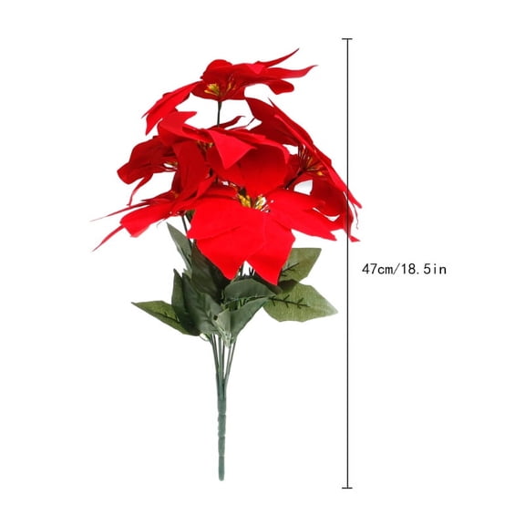 Artificial Silk Poinsettias Flowers Centerpiece Bouquet Christmas Home Decor