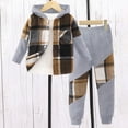 thumbnail image 2 of sdbrld 3T Boys Warm Hooded Plaid Cardigan Pullover Matching Pants 2PCS Autumn Winter Casual Outfit,Sizes 6 Years, 2 of 8