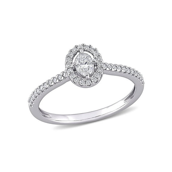 1/2 Carat (Ctw H-I, I1-I2) Diamond Engagement Halo Ring in 14K White Gold for Women
