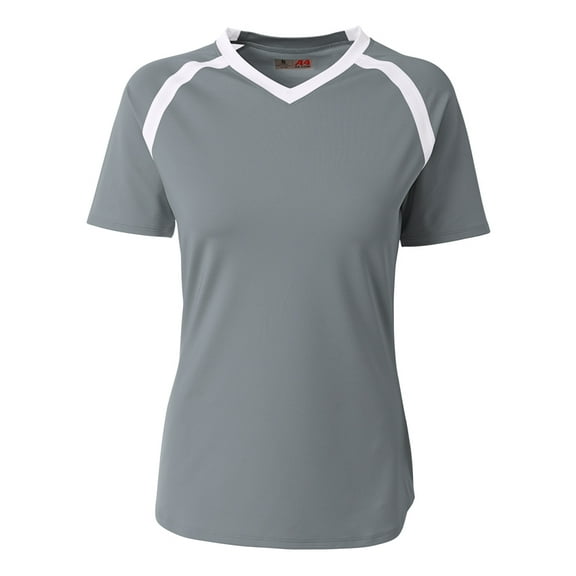 A4 Teen Ace Short Sleeve Volleyball Jer For Teen Female in Graphite/White | NG3019