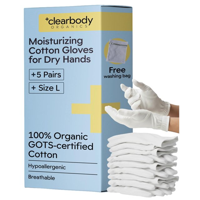 Guantes hidratantes Clearbody Organics 100% algodón orgánico