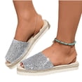 thumbnail image 5 of Samdudou Elevated Sandals for Women Open Toe Sparkly Glitter Wide Band Slingback Strap Classic Woven Espadrille Flatform Shoes Vacation Resort Wear, 5 of 7