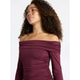 thumbnail image 4 of No Boundaries Off-The-Shoulder Mini Dress with Long Sleeves, Women's, 4 of 5