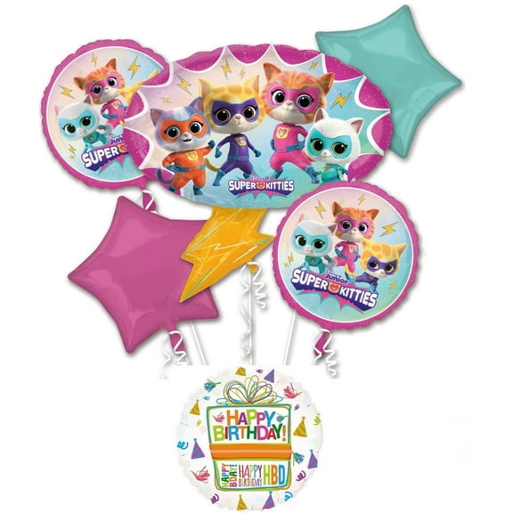 Anagram SuperKitties Birthday Party Supplies 6pc Balloon Bouquet Decorations